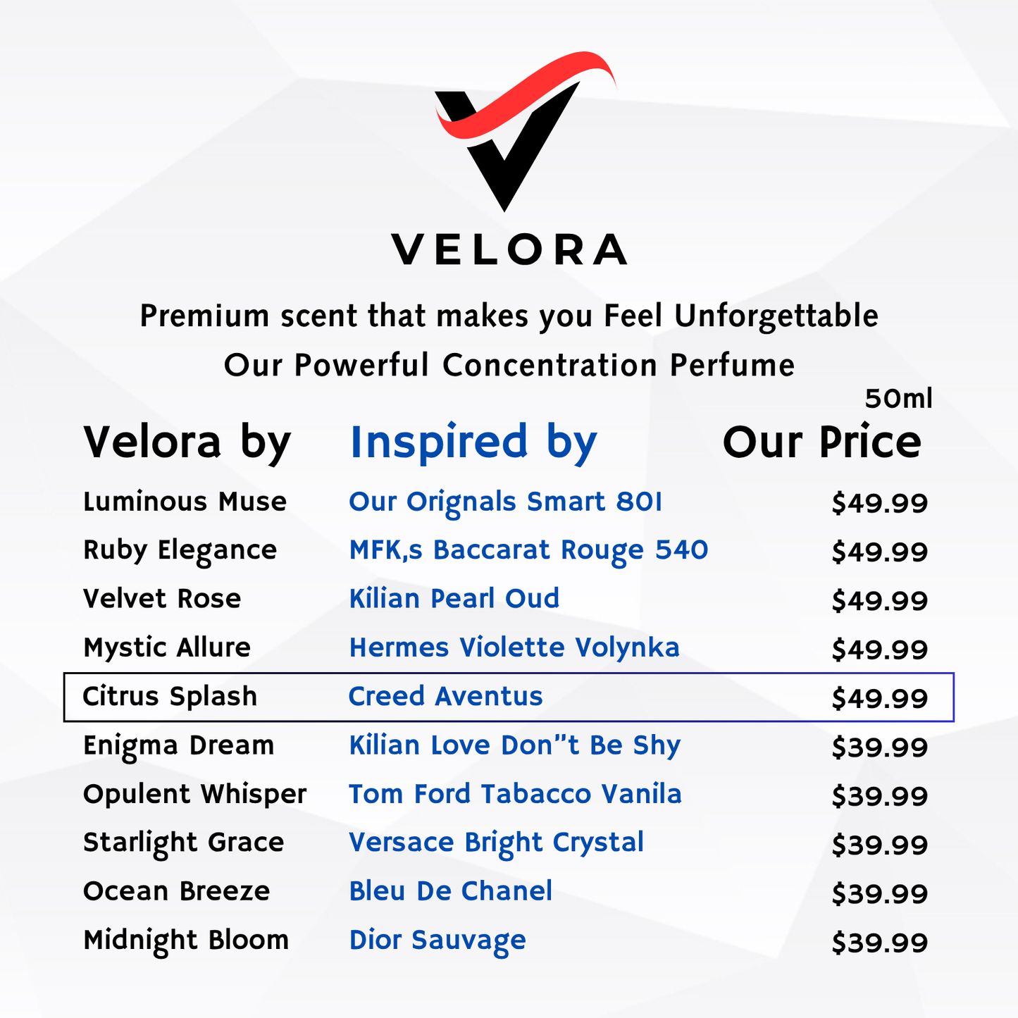 Velora's Citrus Splash - Inspired by Aventus | Premium 50ml Perfume + Free 5ml Pocket Perfume