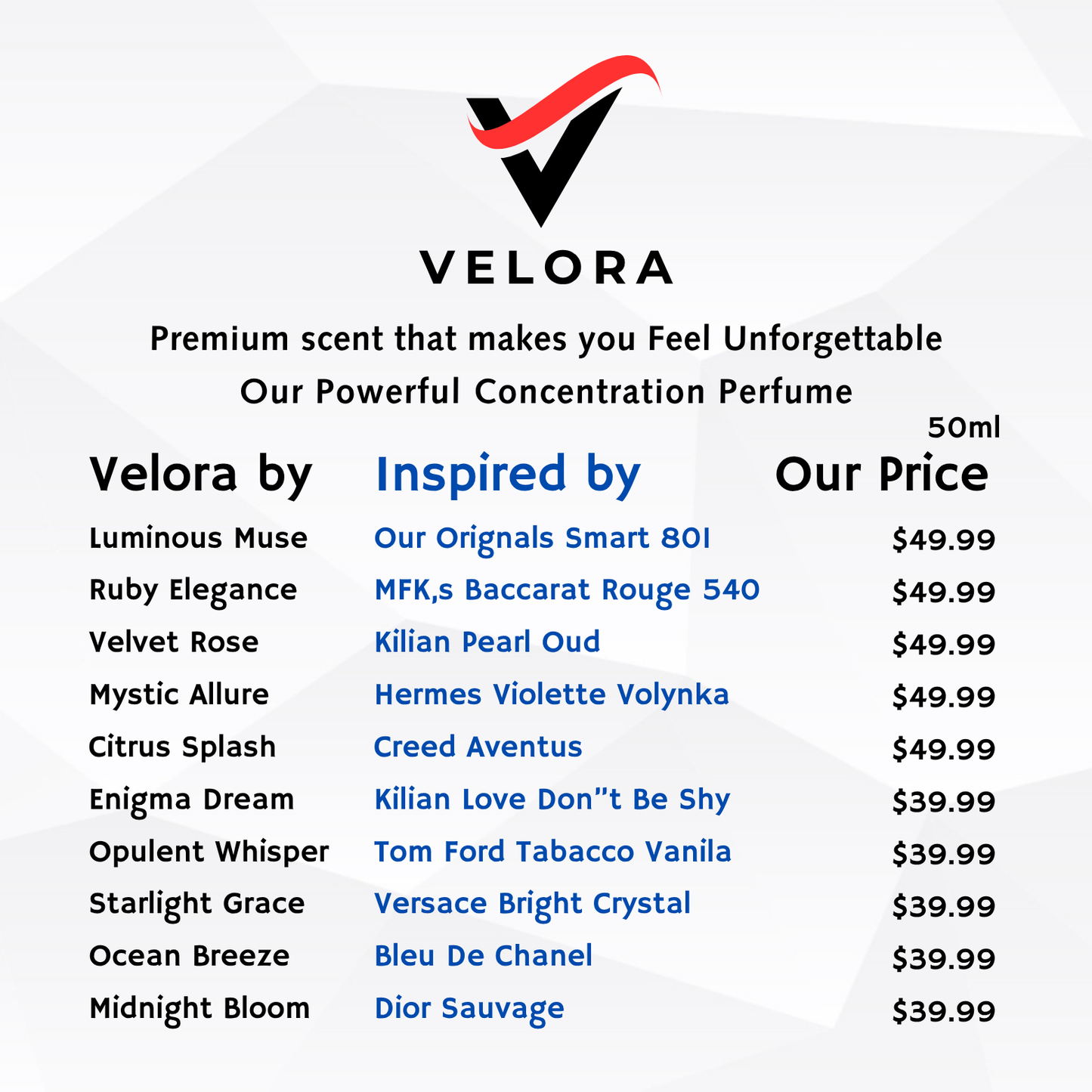 Velora Velvet Rose – Unisex Perfume 50ml | Long Lasting Eau de Parfum Inspired by Kilian Pearl Oud