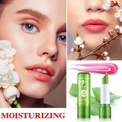 5 Pieces Aloe Vera Lipstick – Long Lasting Moisturizing Lip Balm, Color-Changing, Waterproof Matte Gloss