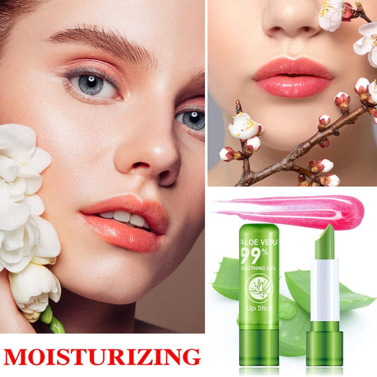 12 Pieces Aloe Vera Lipstick – Long Lasting Moisturizing Lip Balm, Color-Changing, Waterproof Matte Gloss