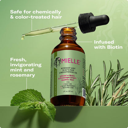 Mielle Organics Rosemary & Mint Hair Oil – Split Ends & Dry Scalp Treatment with Biotin & Essential Oils (2 fl oz)