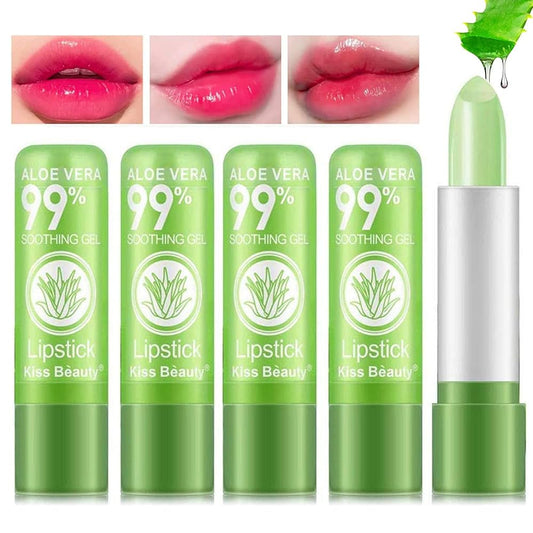 5 Pieces Aloe Vera Lipstick – Long Lasting Moisturizing Lip Balm, Color-Changing, Waterproof Matte Gloss