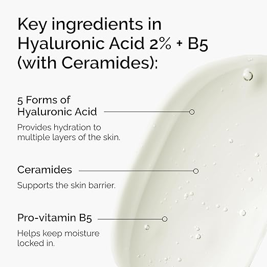 The Ordinary Hyaluronic Acid 2% + B5 (with Ceramides) – Multi-Depth Hydration Serum for Plumper, Smoother Skin
